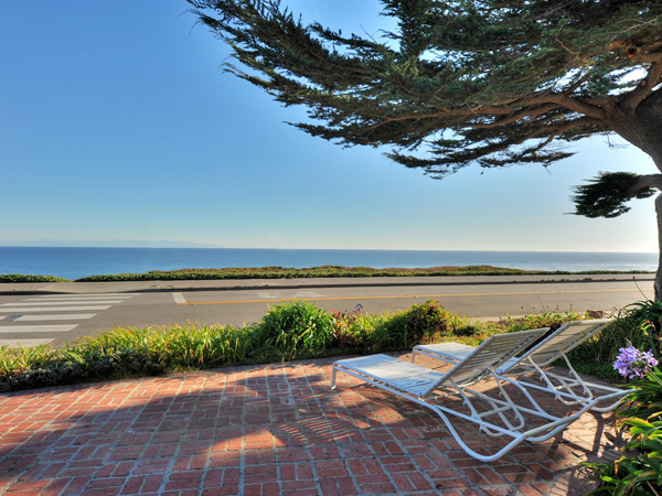 Santa Cruz Vacation Rental - 1600 West Cliff - Brick patio with fabulous ocean views 